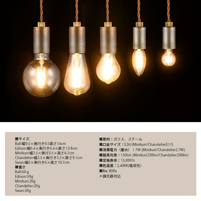 【楽天市場】スワン電器 SWAN スワンバブル エジソン LED Swanbulb 2400 EDISON SWB-E066L 電球 LED ...