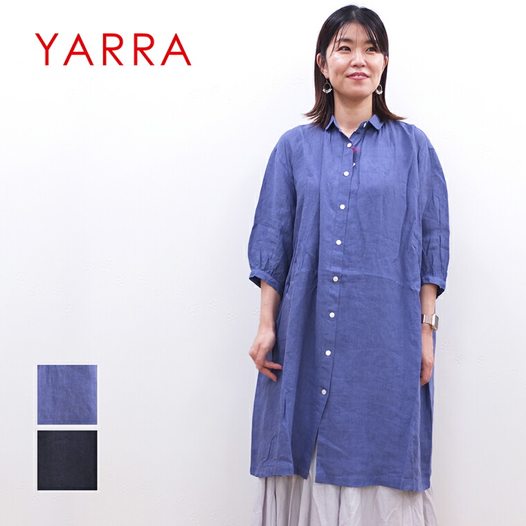 新品　YARRA ヤラ　ギンガムチェックリネンチュニックワンピース　ブルー系 楽天市場】【決算セール！40%OFF】 ヤラ YARRA リネン