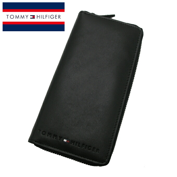 トミーヒルフィガー ラウンドファスナー長財布 31TL13X015-001Black ウォレット レザー メンズ