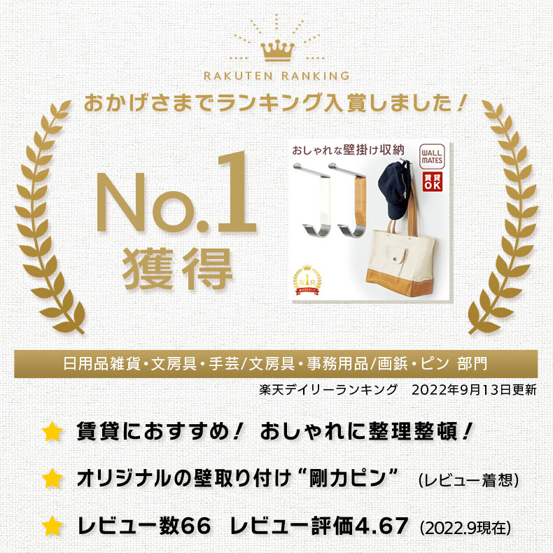 楽天市場 ウォールメイツ 正規品 壁掛け 帽子フック ダブル 2色 ウォールフック おしゃれ 玄関 コート掛け ハンガーフック M 636 ホワイト M 637 ナチュラル Wall Mates 公式ショップ