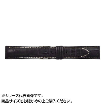 【暮らしラクラク応援セール】MIMOSA(ミモザ) 時計バンド クロコマット 19mm ブラック/ホワイトステッチ (美錠:銀) WRM-AW19【取り寄せ・返品不可商品】