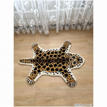 【暮らしラクラク応援セール】インド製ラグ Animal mat アニマルマット Leopard/BE ヒョウベージュ 80×100【取り寄せ・返品不可商品】|美-健康ゴルフ