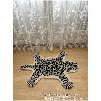 【暮らしラクラク応援セール】インド製ラグ　Animal mat　アニマルマット Leopard/GY　ヒョウグレー 80&times;100【取り寄せ・返品不可商品】｜美-健康ゴルフ