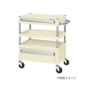 【暮らしラクラク応援セール】サカエ CSパールワゴン中量タイプ 引出し付 アイボリー CSP-6072ACI【取り寄せ・返品不可商品】