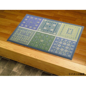 【代引き・同梱不可】【暮らしラクラク応援セール】袋織い草玄関マットフラワー約60×90cmIFLOWER60Bブルー【取り寄せ・同梱注文不可】