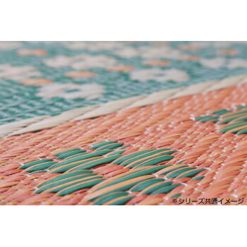 【代引き・同梱不可】【暮らしラクラク応援セール】袋織い草玄関マットフラワー約60×90cmIFLOWER60Bブルー【取り寄せ・同梱注文不可】