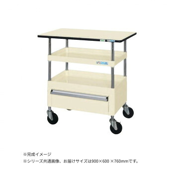 【暮らしラクラク応援セール】サカエ CSパールワゴン中量タイプ 引出し 天板付 アイボリー CSP-9072CTPI【取り寄せ・返品不可商品】