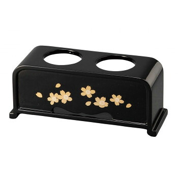 【暮らしラクラク応援セール】二ツ穴仏器台 黒/蒔絵 桜 520600015x031【取り寄せ・返品不可商品】