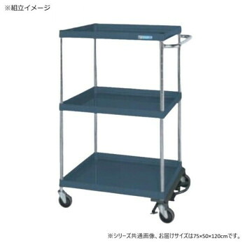 【暮らしラクラク応援セール】サカエ CSパールワゴン中量タイプ フットブレーキ付 ダークグレー CSP-75123BRNUD【取り寄せ・返品不可商品】|美-健康ゴルフ