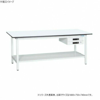 【暮らしラクラク応援セール】サカエ 軽量作業台KAタイプ 抗菌加工 キャビネット2段付 中板付 1800×750×740mm KA-187BTMW【取り寄せ・返品不可商品】 48,215円