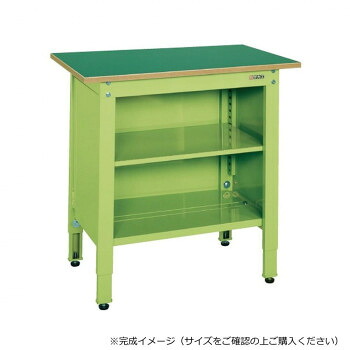 【暮らしラクラク応援セール】サカエ 一人用作業台 高さ調整タイプ 900×600×800mm グリーン 中棚付 TCP-096T【取り寄せ・返品不可商品】