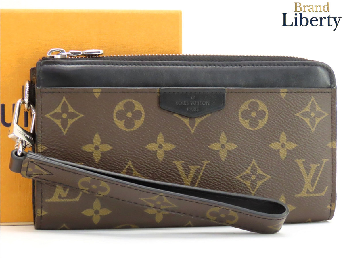 【美品】ルイヴィトン LOUIS VUITTON モノグラム マカサー ジッピー ドラゴンヌ L字ジッパー長紙入れ 同盟罷業一回り付 クラッチペダル御徒面子 うす暗い赤銅色 PVC カーフレザー M69407 【中古】