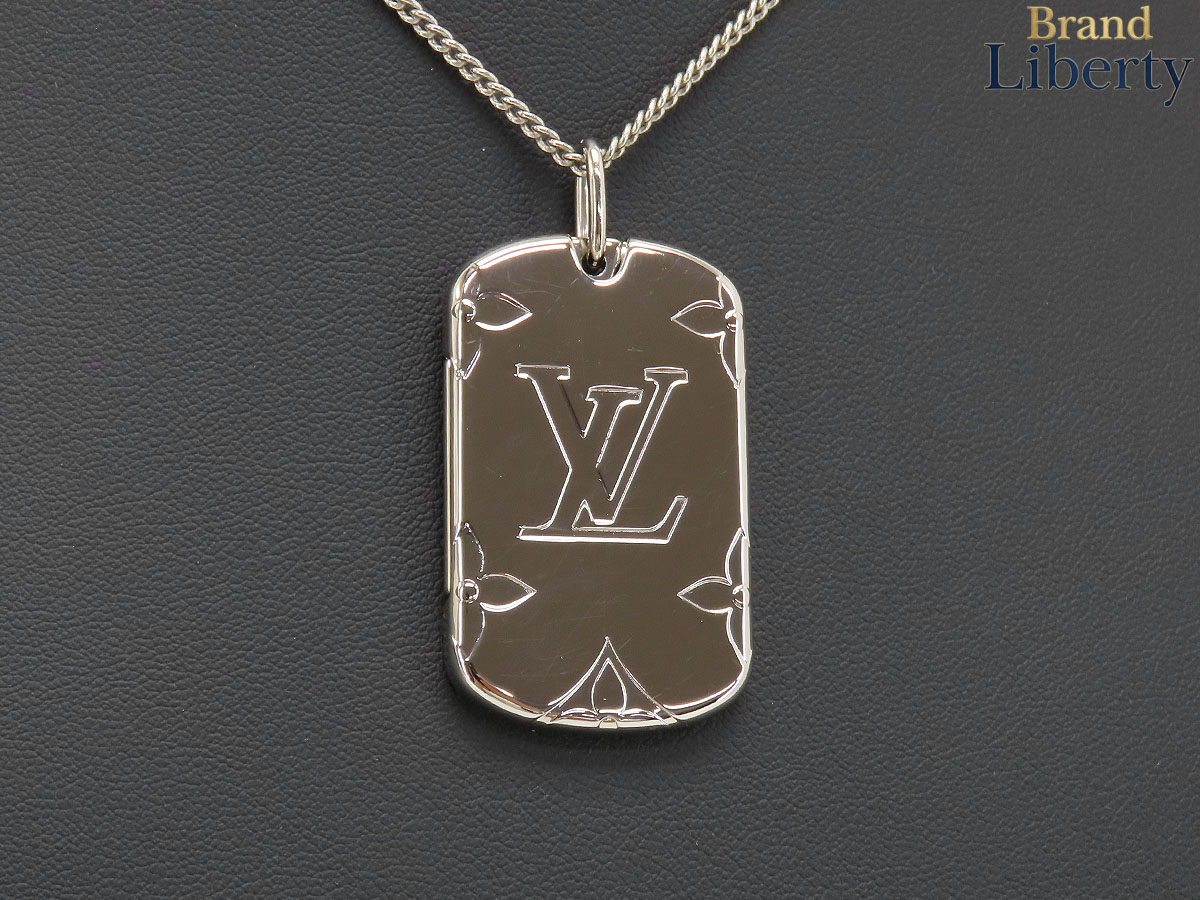 【美品】ルイヴィトン LOUIS VUITTON ロケットネックレス モノグラム ドッグタグ ロケットペンダント ネックレス チョーカー シルバー M62484 【中古】|Brand Liberty
