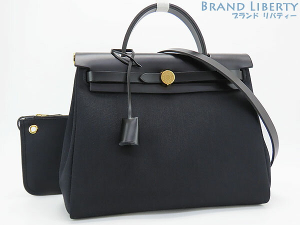 【未当て嵌める】エルメス HERMES 叫び泣き御徒面子 ジップ 31 PM 2WAY ハンドバック ショルダーバッグ 合切袋付き添い人 黒いこと トワルミリタリー なめし革 H072069CCBH 【中古】