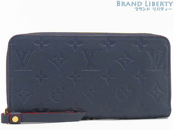 【超美品】ルイヴィトン　LOUIS VUITTON　モノグラムアンプラント　ジッピーウォレット　ラウンドファスナー長財布　マリーヌルージュ ネイビー レッド　レザー　M62121　【中古】