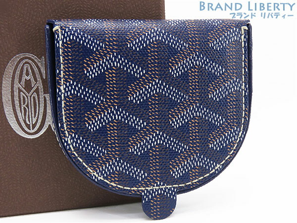 【激レア未使用】ゴヤール　GOYARD　ヘリンボーン　RASPAIL ラスパイユ　半円 コインケース　小銭入れ　コンパクト財布　馬蹄型　ネイビーブルー　APM114 12　【中古】