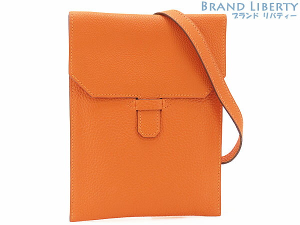 【美品】エルメス HERMES アメリー ショルダーバッグ 肩先合財袋 ポシェット 電話機合財袋 電話機容れもの アメリ オレンジ色 しろがね色金具 トゴ □D 【中古】