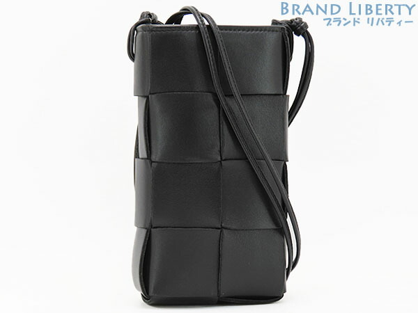 【新品負けず劣らず】ボッテガ ヴェネタ BOTTEGA VENETA マキシ イントレチャート テープ ミニ クロスボディバッグ 曲がった掛け ショルダーバッグ 肩部車寄せ ポシェット 電話機車寄せ 黒いこと カーフレザー 730541 【中古】