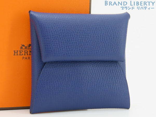 【新古品】エルメス HERMES バスティア ヴェルソ コインケース 硬貨蝦蟇口 御釣り入れ ブルーサフィール ヴェールアングラス ヴォーエプソン 【中古】