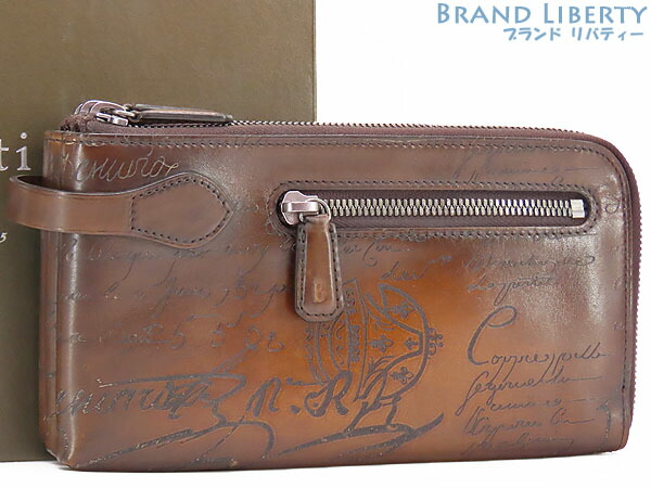 【超美品】ベルルッティ Berluti カリグラフィ TIRIWA ティリワ なめし革オールインワン 二番目御徒面子 クラッチペダル御徒面子 合切袋 TOBACCO 赤銅色 ヴェネチアレザー TIRIWA_NEO-JOUR-V2 【中古】