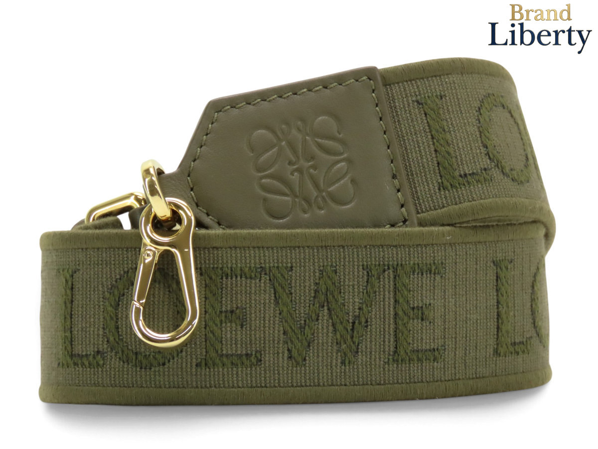 【超美品】ロエベ LOEWE アナグラム ロゴ ショルダーストラップ カーキ キャンバス レザー　【中古】｜Brand Liberty 34,964円