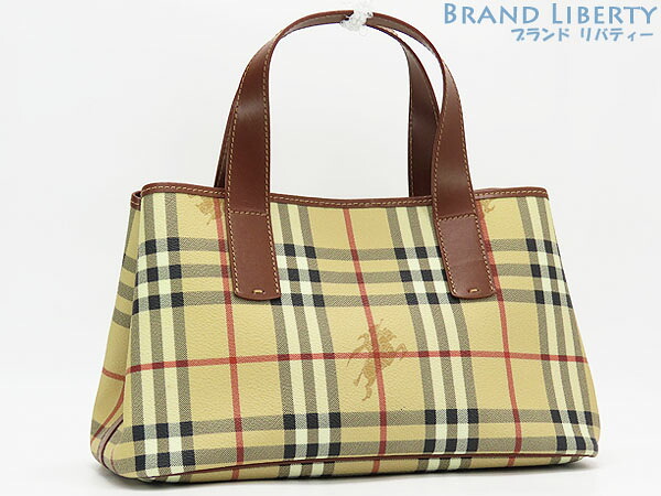 【新品同様】バーバリー BURBERRY ロンドン ヘイマーケットチェック ハンドバッグ トートバッグ ベージュ ブラウン PVC レザー 【中古】|Brand Liberty