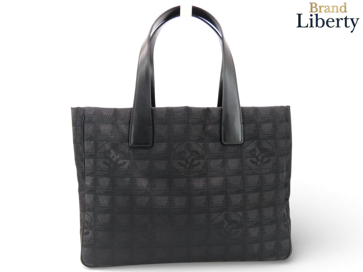 【激レア新品負けず劣らず】シャネル CHANEL ニュートラベルライン トートMM トートバッグ ショルダーバッグ ラメ入り口・入口 黒いこと 光輝感あり ナイロン なめし革 A15991 【中古】
