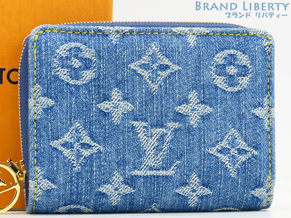 【超美品】ルイヴィトン LOUIS VUITTON モノグラムジーンズ  LV リミックス ポルトフォイユ ルー 二つ折り金入れ パウダーコンパクト金入れ 日本押さえる 青碧ジーンズ なめし革 M83160 【中古】