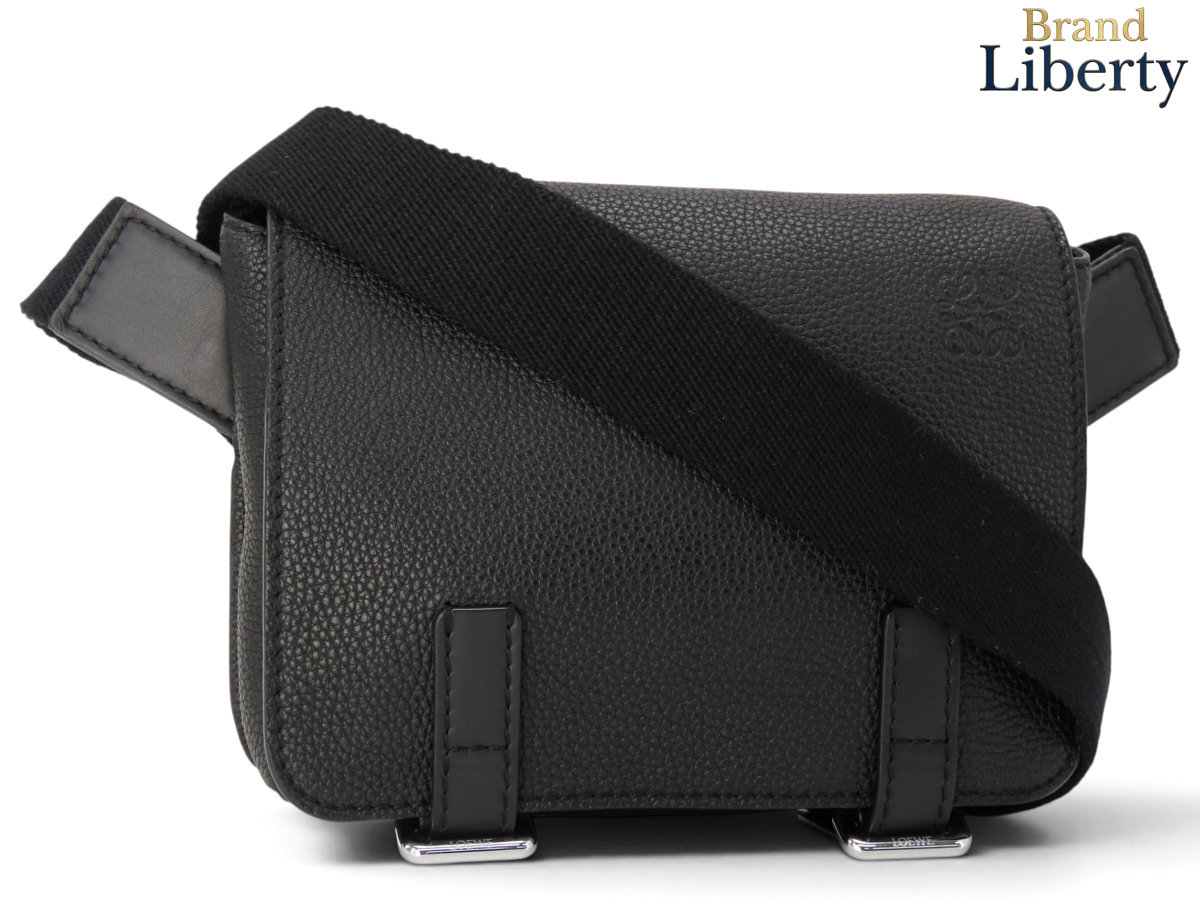 【超美品】ロエベ LOEWE ミリタリー バムバッグ 上半身御徒面子 酉の方角御徒面子 酉の方角合切袋 クロスボディショルダーバッグ 黒いこと ソフトグレインカーフスキン 31712AB23 1100 【中古】