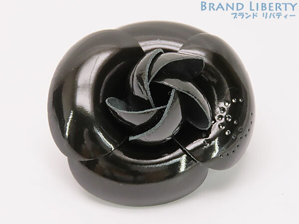 レア新品同様 シャネル Chanel ココマーク カメリア パテント エナメル レザー コサージュ ブローチ ブラック A 中古 Umu Ac Ug