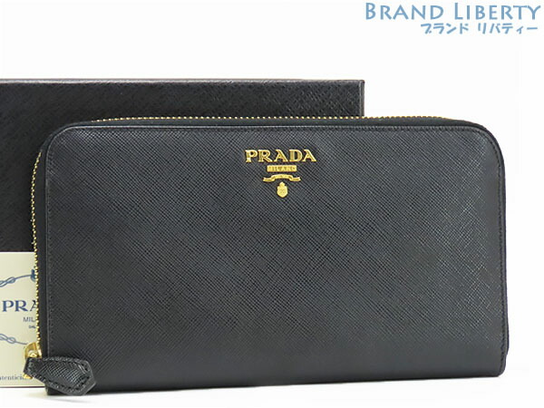 楽天市場】プラダ PRADA ラウンドファスナー長財布 ネイビー系x