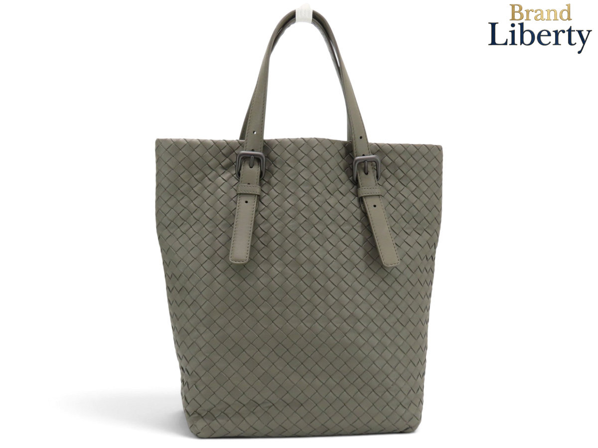 【超美品】ボッテガ ヴェネタ BOTTEGA VENETA イントレチャート トートバッグ ショルダーバッグ ハンドバッグ カーキグレー ラムレザー 270917　【中古】｜Brand Liberty