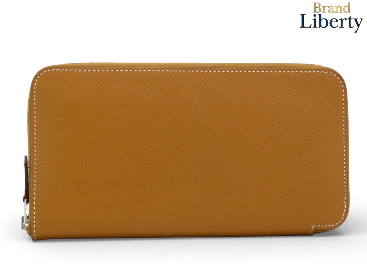 【超美品】エルメス HERMES アザップ クラシック ロング ラウンドファスナー長財布 オールレザー ゴールド ブラウン ヴォーエプソン 044185CK 37 D刻　【中古】