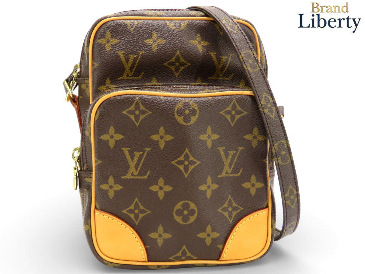 【美品】ルイヴィトン LOUIS VUITTON モノグラム アマゾン 曲がった掛けショルダーバッグ 車寄せ ポシェット うす暗い赤銅色 PVC なめし革 M45236 【中古】