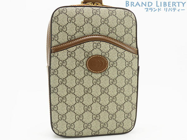【未当て嵌める】グッチ GUCCI GGスプリーム インターロッキングG スリングバッグ 上半身御徒面子 バムバッグ ショルダーバッグ ベージュ 暗然たる赤銅色 PVC なめし革 696016 【中古】