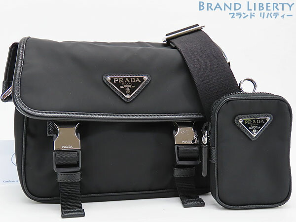 プラダ メッセンジャーバッグ テスートナイロン レザー ブラック　クロスボディ PRADA プラダ ショルダーバッグ メッセンジャーバッグ テスート