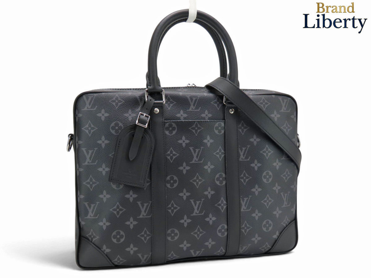 【超美品】ルイヴィトン LOUIS VUITTON モノグラム エクリプス ポルト ドキュマン ヴォワヤージュ PDV 2WAY ビジネスバッグ ブリーフケース 書類かばん ブラック PVC レザー M46457　【中古】｜Brand Liberty