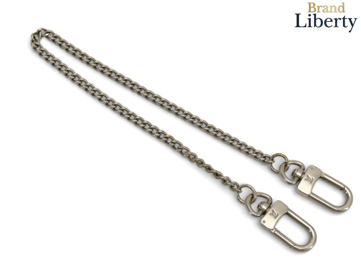 【美品】ルイヴィトン LOUIS VUITTON アノクレ Wフック キーチェーン キーリング キーホルダー チャーム ウォレットチェーン ポルトフォイユ アコルディオン用 つや消し マットシルバー　【中古】