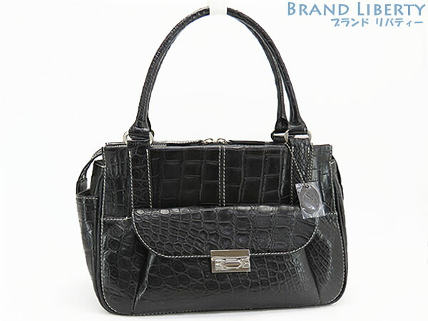 【美品】SUZUSEN JAPAN　JRA　マット ソフト クロコダイル　ハンドバッグ　ブラック シルバー金具　マットクロコダイルレザー　【中古】 29,223円