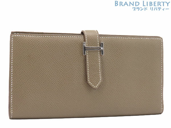 【美品】エルメス　ベアンスフレ　エトゥープ　エプソン　長財布　W5 エルメス ベアンスフレ エプソン 財布 長財布 ロングウォレット