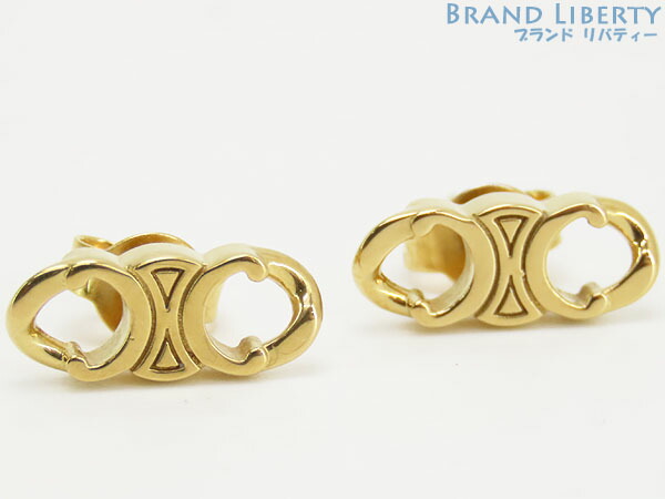 【美品】CELINE Gourmette Studs ゴールド ピアス 楽天市場】CELINE セリーヌ Triomphe Gourmette Studs Earrings