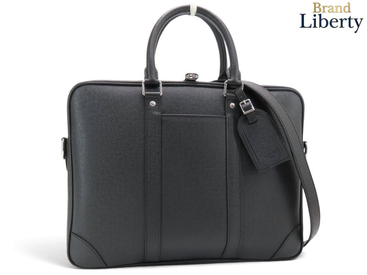 【未当てはめる】ルイヴィトン LOUIS VUITTON タイ王国ガ PDV オポルト ドキュマン ヴォワヤージュ 2WAY 商行為御徒面子 ブリーフ容れもの 書きものかばん ノワール 黒いこと カーフレザー M30925 【中古】