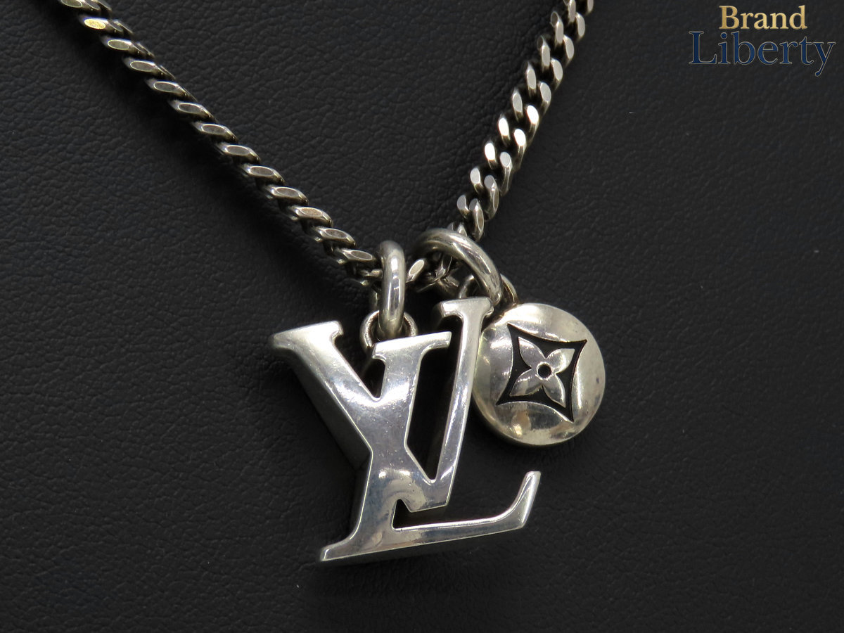 【激レア美品】ルイヴィトン LOUIS VUITTON シャンデリヤ LV 乗り組み員 チェーン店 首飾り チョー鉄道車両 しろがね色 スターリングしろがね色 しろがね色925 AG925 M03188 【中古】