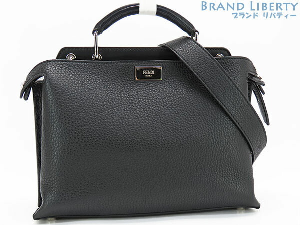 【美品】フェンディ FENDI セレリア ピーカブー ミニ エッセンシャル 2WAY ハンドバック ショルダーバッグ いの一番手持ち部分御徒面子 黒いこと カーフレザー 7VA506 【中古】