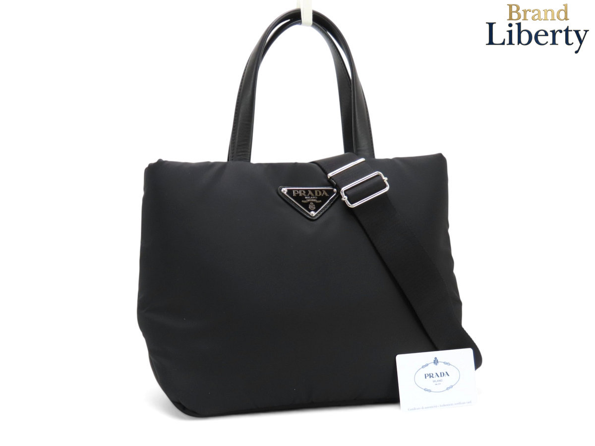 【新古品】プラダ PRADA テスート ナイロン ソフトカーフレザー 2WAY トートバッグ ハンドバッグ ショルダーバッグ NERO ブラック ナイロン カーフレザー 1BG359 【中古】