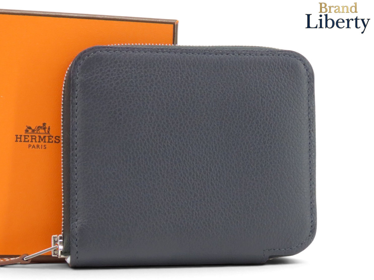 【新古品】エルメス HERMES アザップ パウダーコンパクト シルクイン ラウンドチャック金入れ コインケース 鋳貨金入れ 釣り銭入れ パウダーコンパクト金入れ キャバン 米国海軍 ブルーブリュム エバーカラー K刻 【中古】
