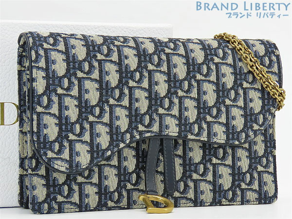 【極美品】ディオールDior トロッター柄ポーチ 新品チェーンショルダー Dior ディオール ポーチバッグ トロッター柄 クラッチネイビー