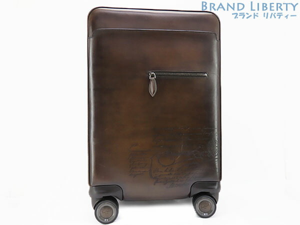 【超美品】ベルルッティ Berluti カリグラフィ 範式 1004 スクリットレザー 旋回旅行バッグ キャリーバッグ 持ちはこび容れもの 周遊御徒面子 市街電車 暗然たる赤銅色 ヴェネチアレザー 【中古】