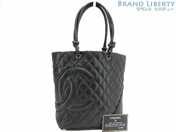 【美品】シャネル CHANEL カンボンライン ミディアム トートバッグ ショルダーバッグ ハンドバッグ ブラック カーフレザー A25167 【中古】