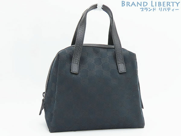 【美品】グッチ　GUCCI　GGキャンバス　ミニハンドバッグ　ハンドポーチ　ブラック　キャンバス レザー　124542　【中古】